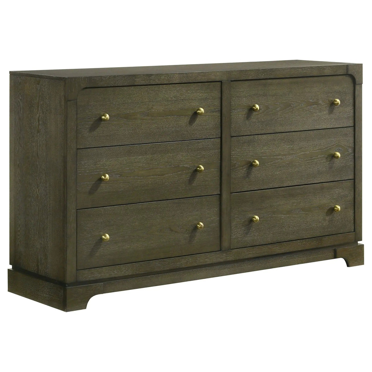 Gran Park 6-drawer Dresser Cabinet Dark Cocoa | 61 x 18.25 x 36 in | Veneer & Brass | Bedroom