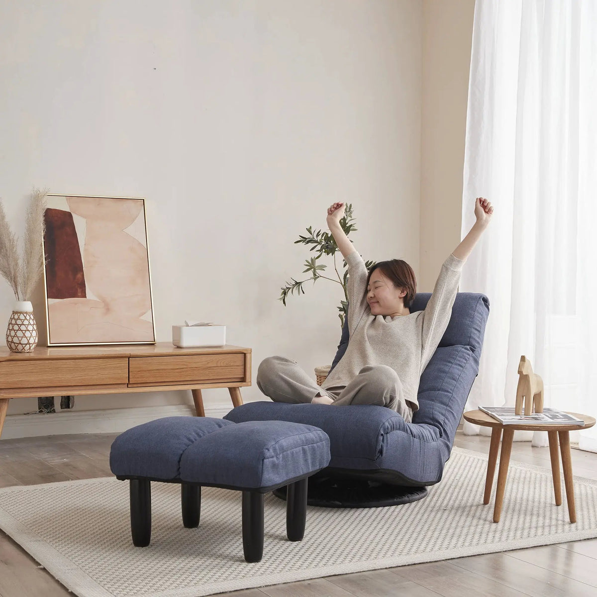 Adjustable Reclining Floor Chair | Metal Frame | Folding