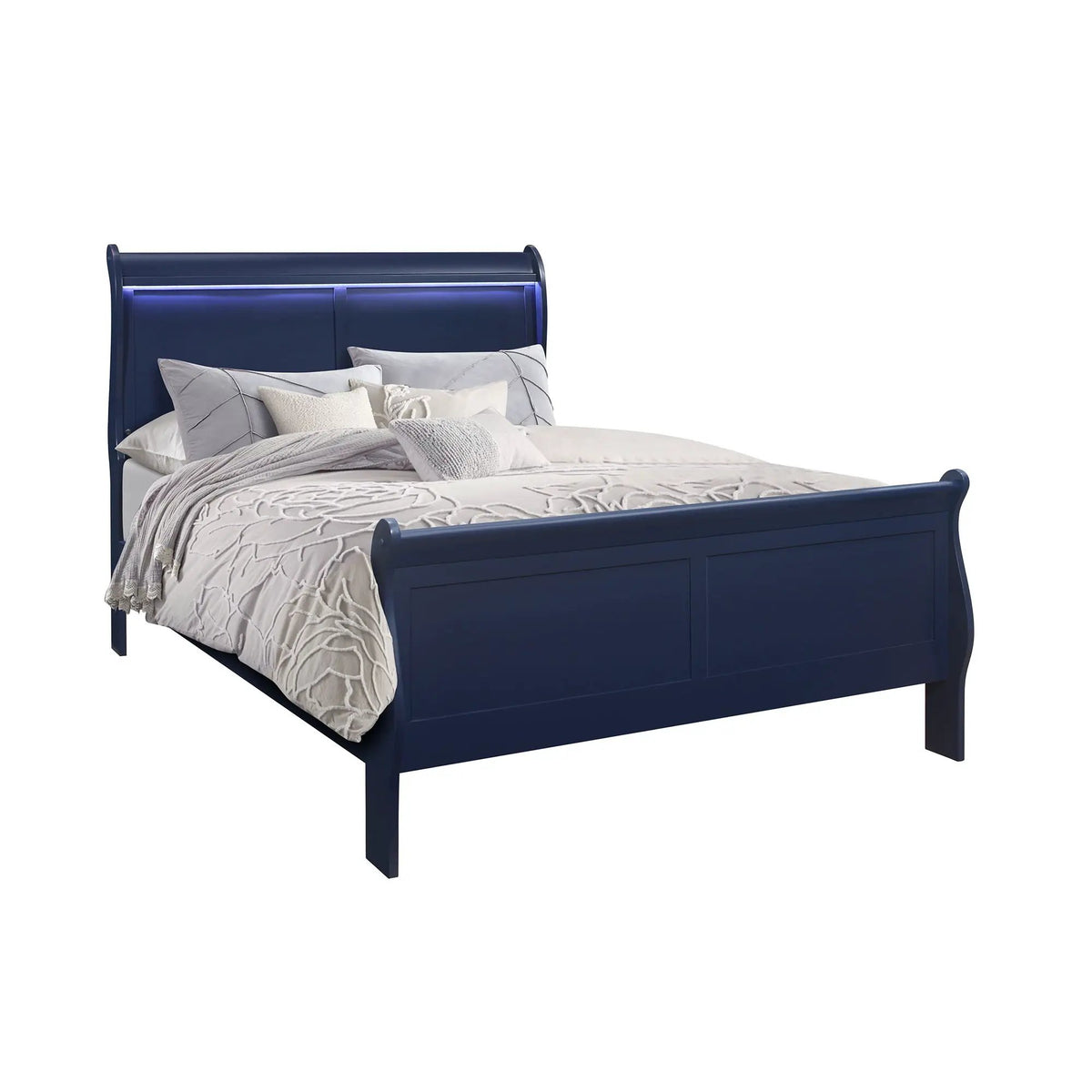 Charlston Sleigh Bed | Integrated LED Lighting | Modern Sleigh Design | 84.5 Inch Length