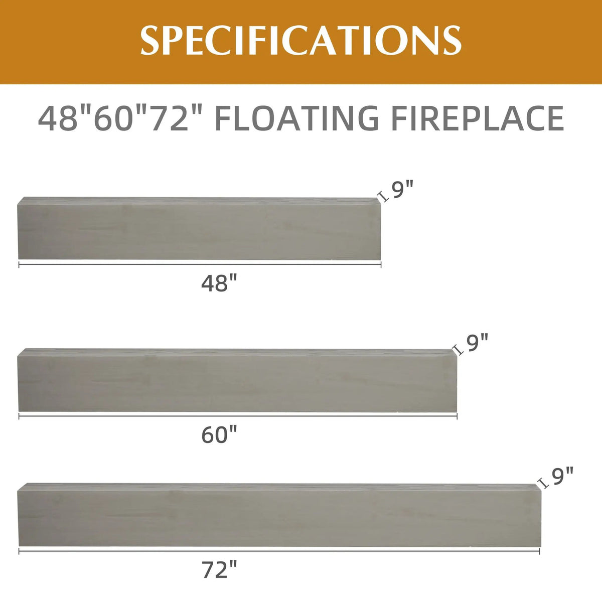 Fireplace Mantel Floating Shelf | 50 Lb Heavy Duty | Rustic Modern