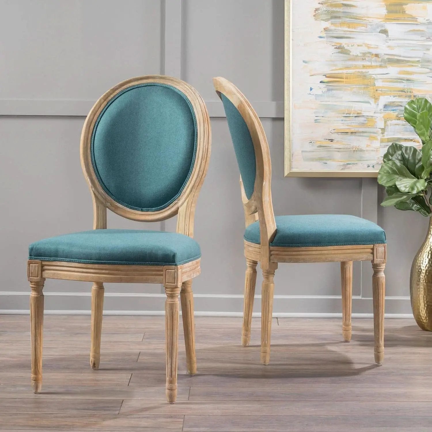 Phinnaeus Fabric Dining Chairs Set Dark Teal Two Piece from PriceLows™