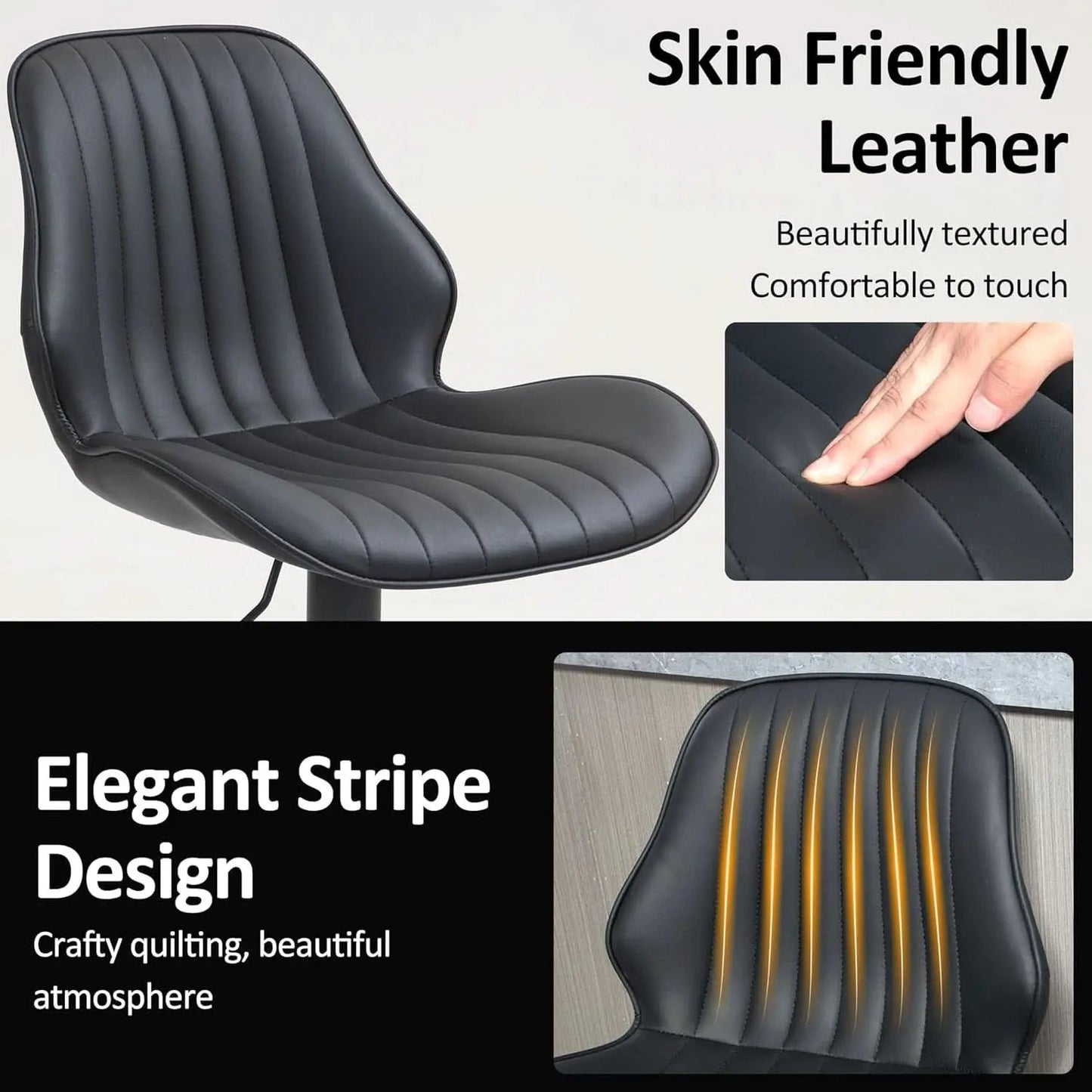 Modern 360 Degree Swivel Faux Leather Bar Stools from PriceLows™