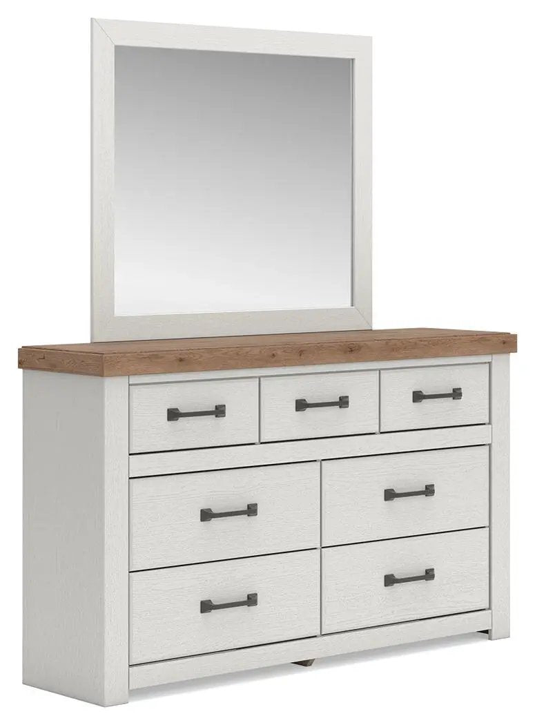 Farmhouse Dresser | White Oak Finish | Dark Brass Handles
