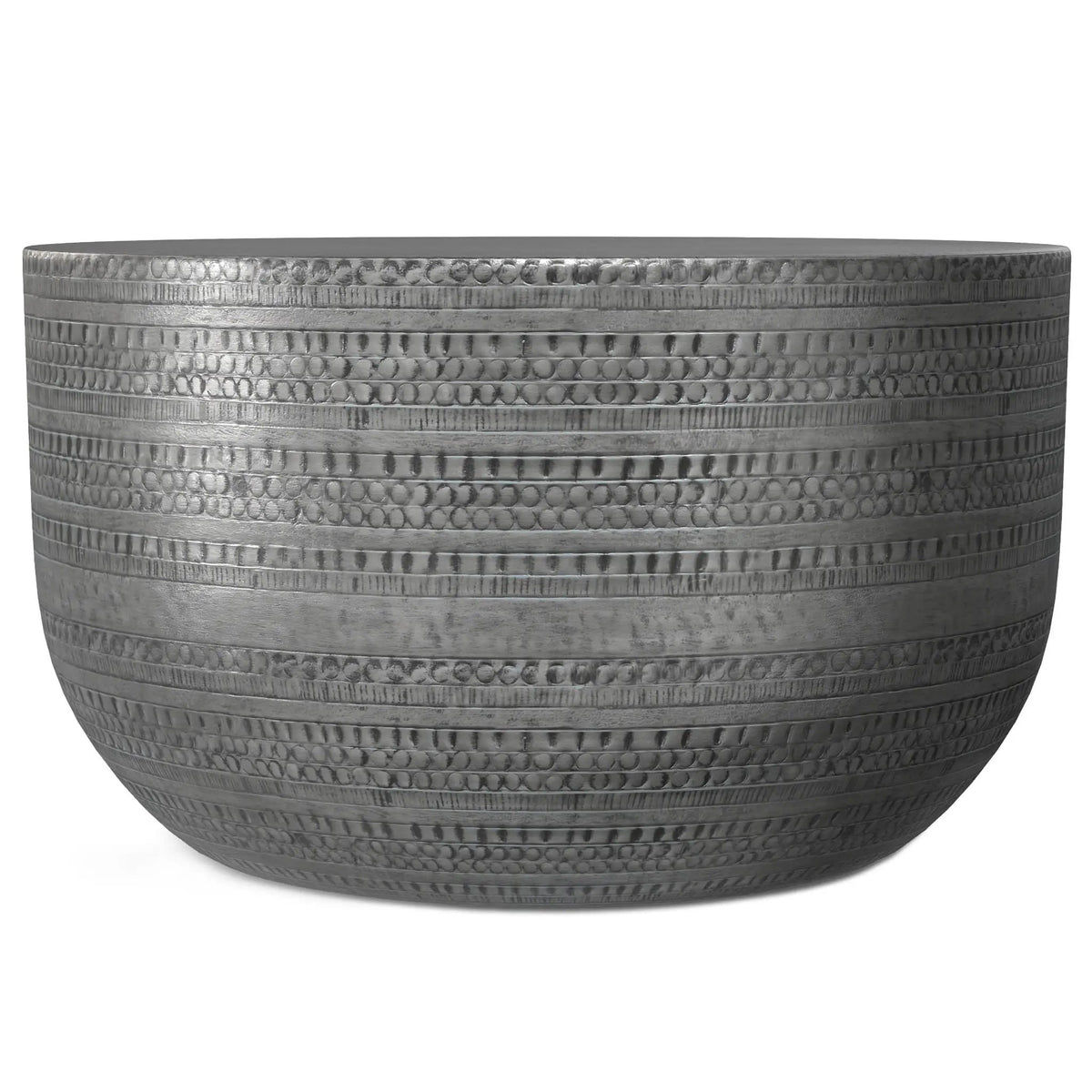 Johnsen Metal Coffee Table | Handcrafted | Large Round Shape | Distinctive Textured Detail