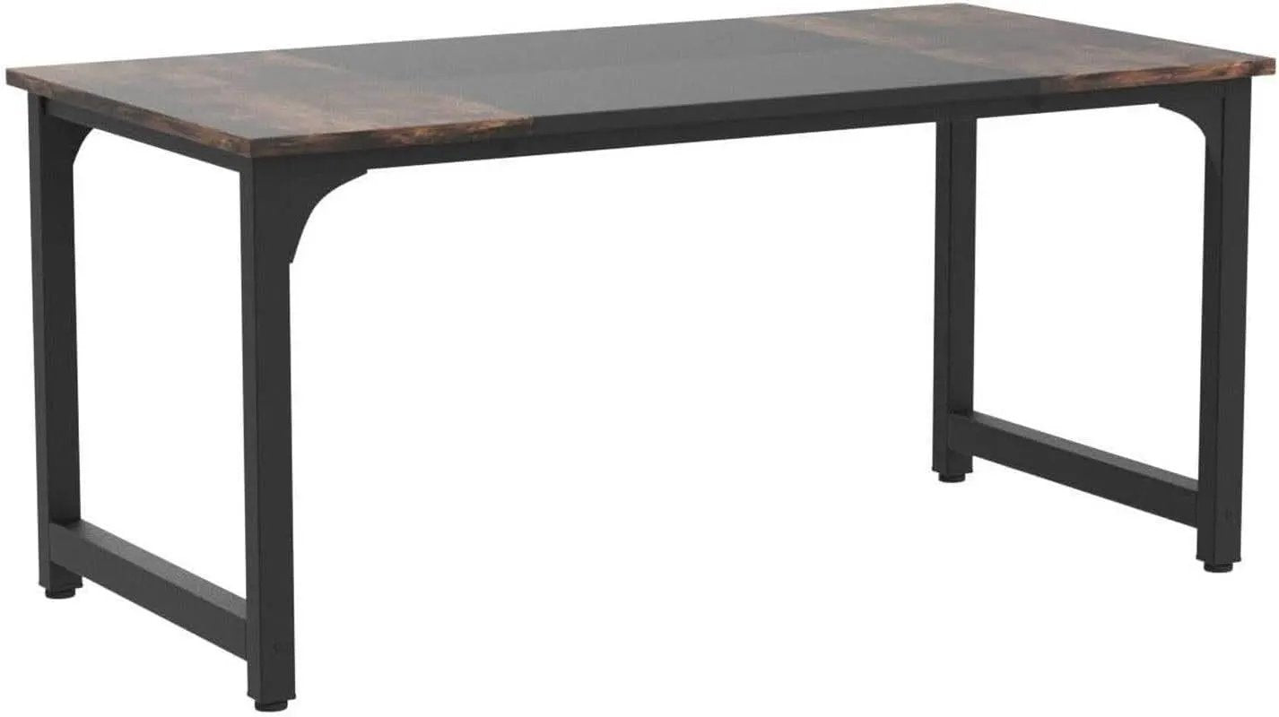 63 Inch Executive Desk Two Tone Brown Black Heavy Duty Frame from PriceLows™