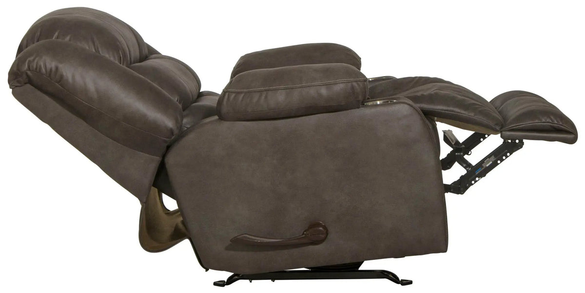 Beckley Rocker Recliner With Cupholders Rocker Chair | 2 Pieces | Walnut & Faux Leather | Living Room