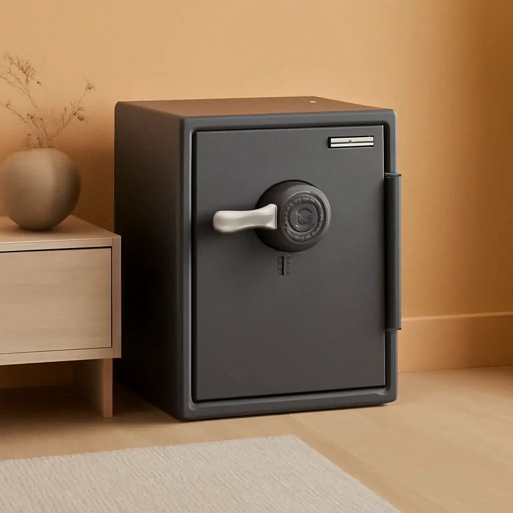 Gray Steel Safe With Digital Keypad Lock For Home Use from PriceLows™
