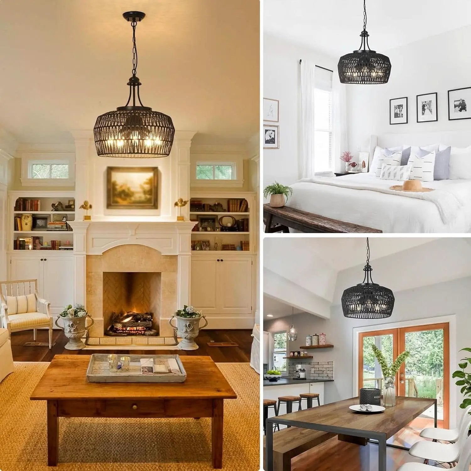 Five Light Black Chandelier For Farmhouse Dining Room from PriceLows™