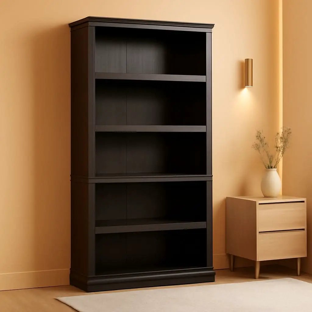 Estate Black 5 Shelf Bookcase 35.28 x 13.23 x 69.76 Inches from PriceLows™