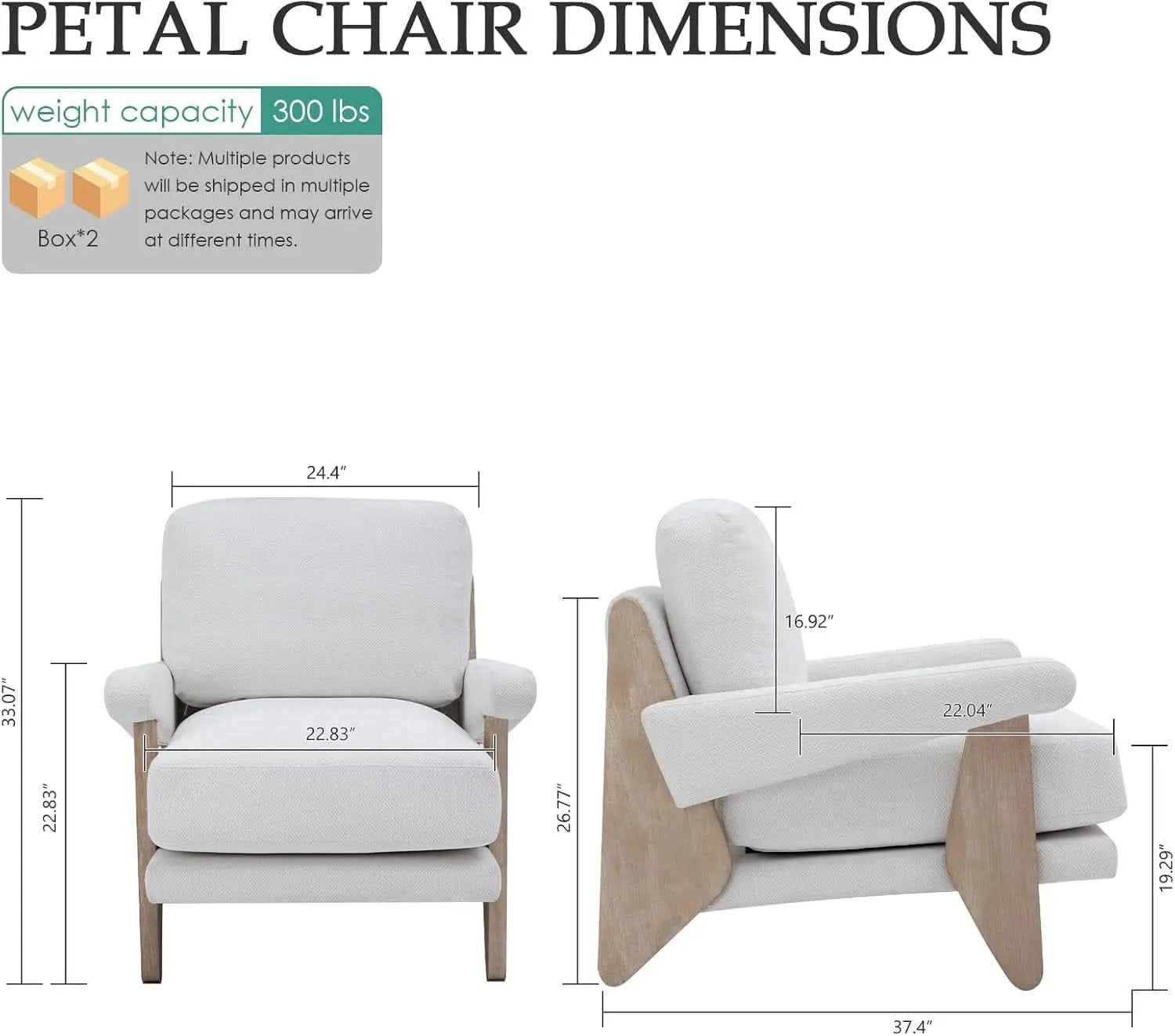 Ivory Chenille Accent Chair Solid Wood LivingRoomSet from PriceLows™