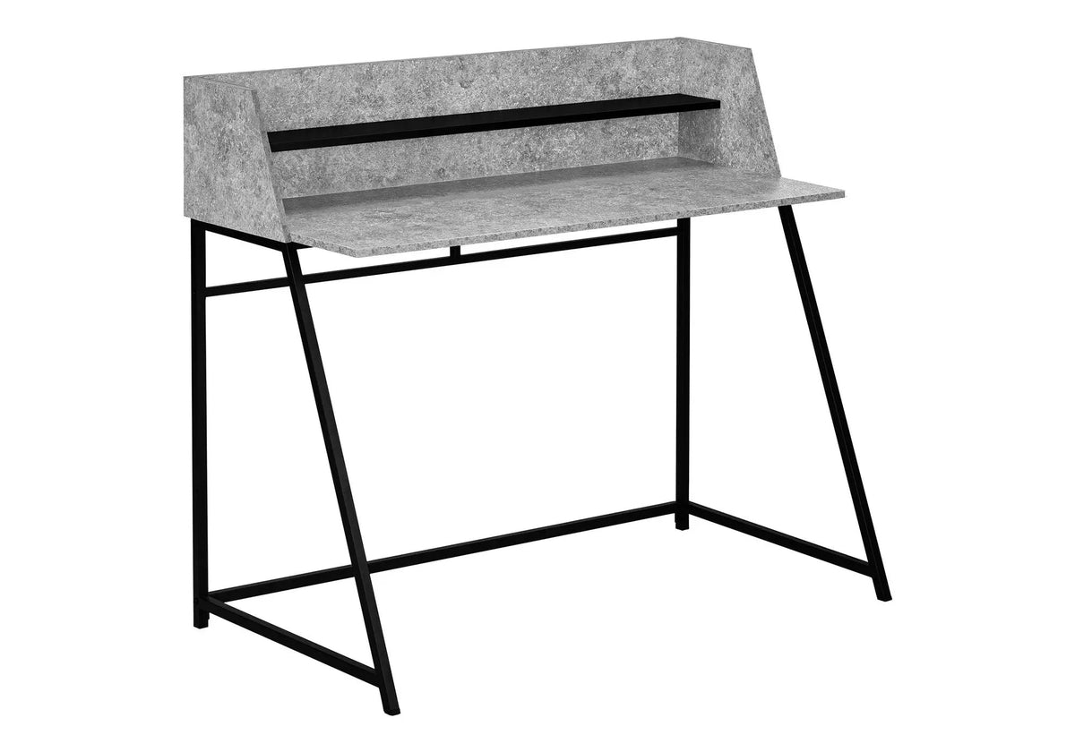 Marble Look Computer Desk With Shelves | 47.25 Inch Width | Sturdy Metal Base | 39.25 Inch Height