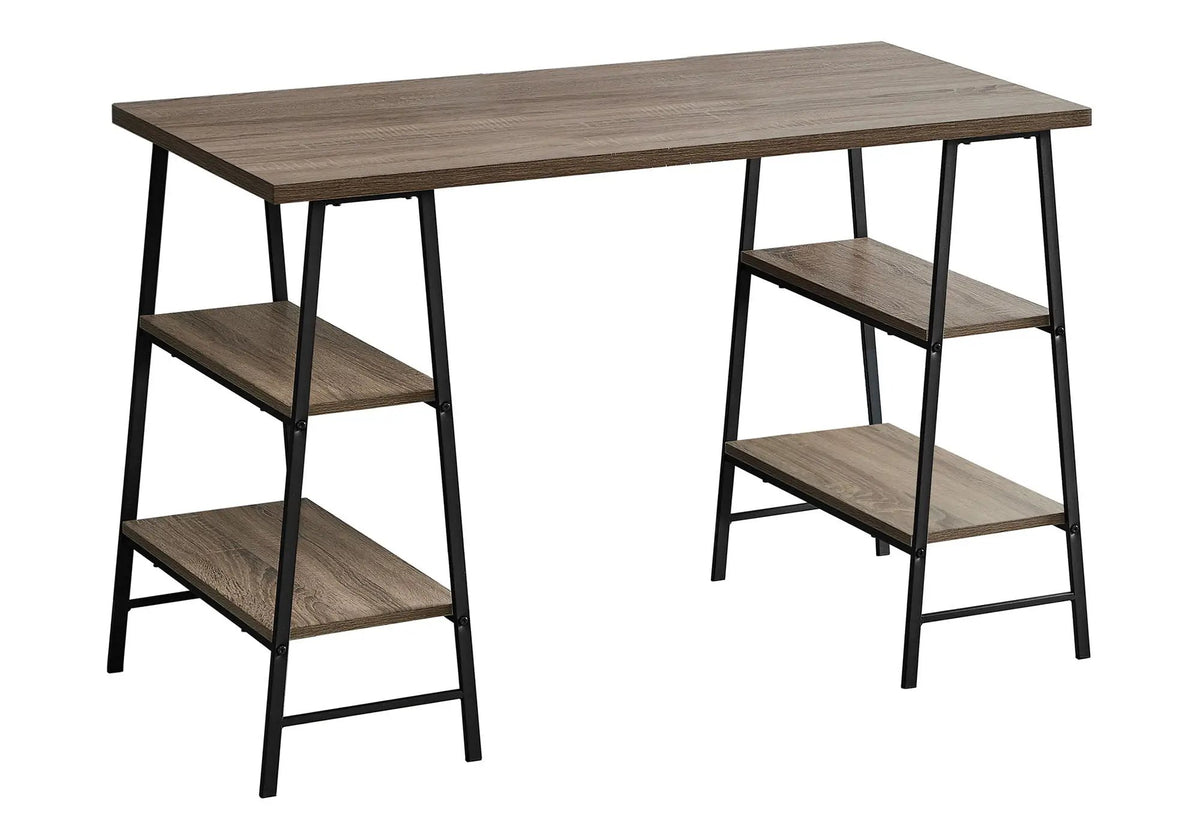 Industrial Computer Desk With Shelves | 47.25 Inch Width | 4 Open Shelves | Thick Desktop