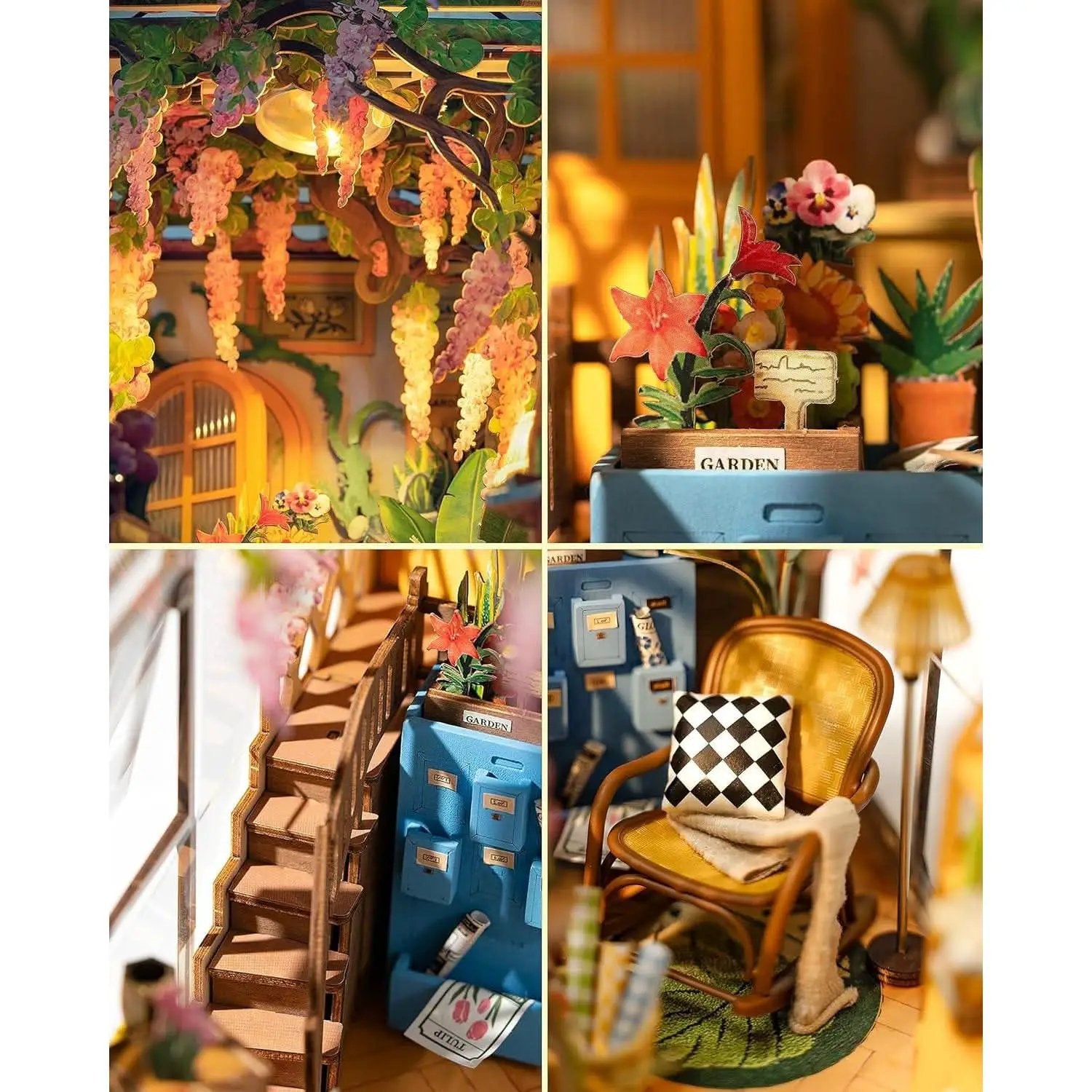 DIY Garden House Book Nook Kit With LED Lights Bookshelf from PriceLows™