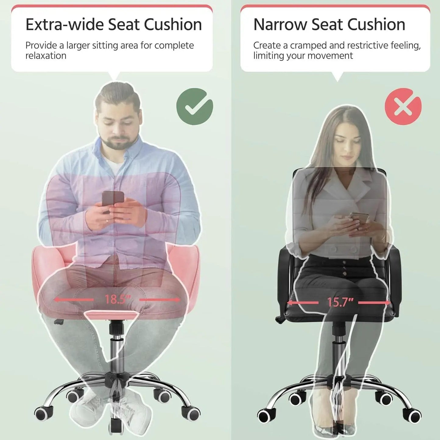 Pink Ergonomic Office Chair With Adjustable Height from PriceLows™