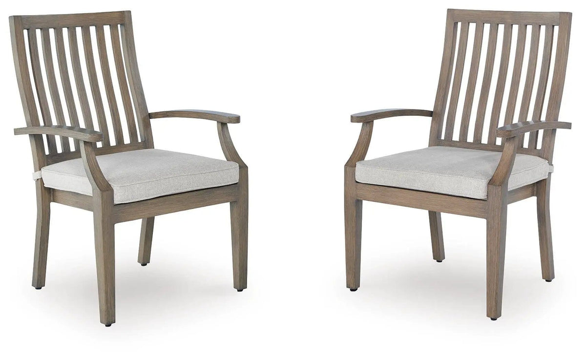 Rainier Ranch Arm Chair With Cushion (Set of 2) | 24.5 x 27.25 x 38.88 in | Polyester & Fabric | Brown / Beige