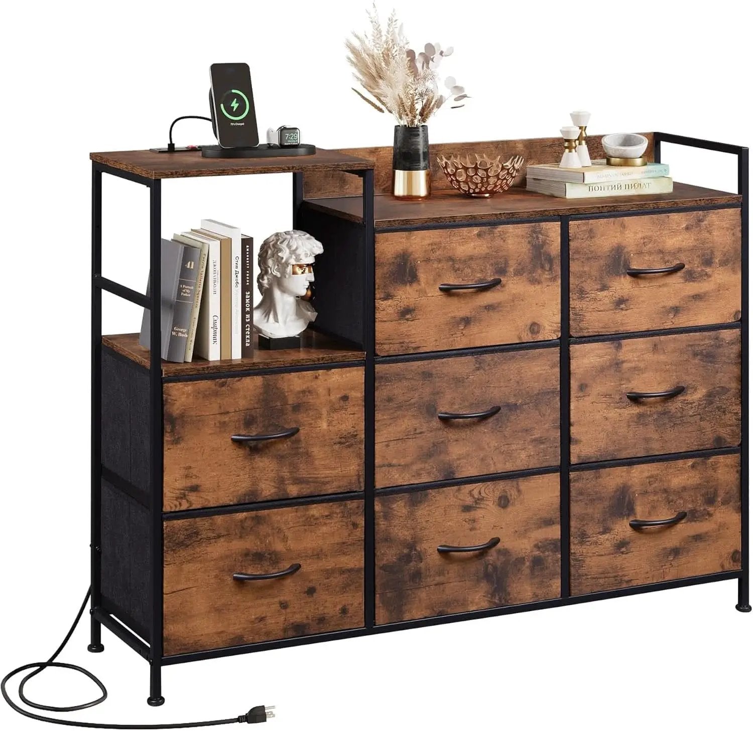 Dresser TV Stand With Charging Station And 8 Fabric Drawers from PriceLows™