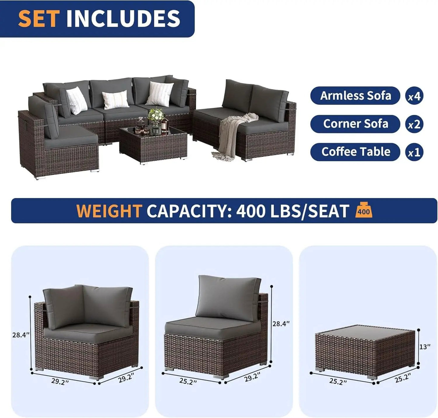 7 Piece Outdoor Sectional Patio Set With Waterproof Cover from PriceLows™