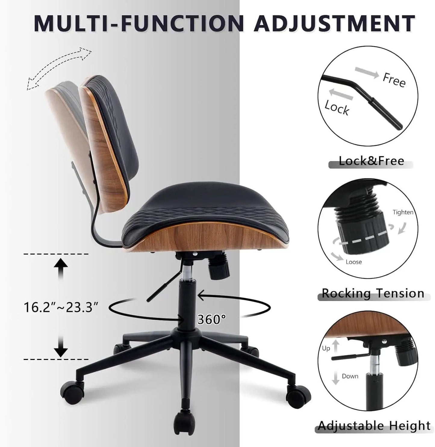 Office Chair Black 360 Swivel Ergonomic Desk Chair from PriceLows™