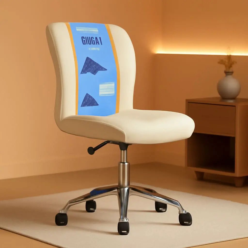Armless Desk Chair With Mesh Back And Wheels Cream White from PriceLows™
