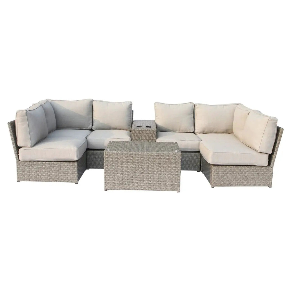 Modular Wicker Patio Seating Group | HDPE Wicker | Rustproof Aluminum Frame | 10 Thick Cushions