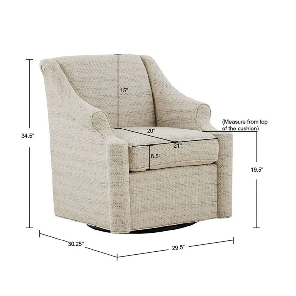 Justin Swivel Glider Chair | 360 Degree Rotation | Tonal Jacquard Fabric | Tan