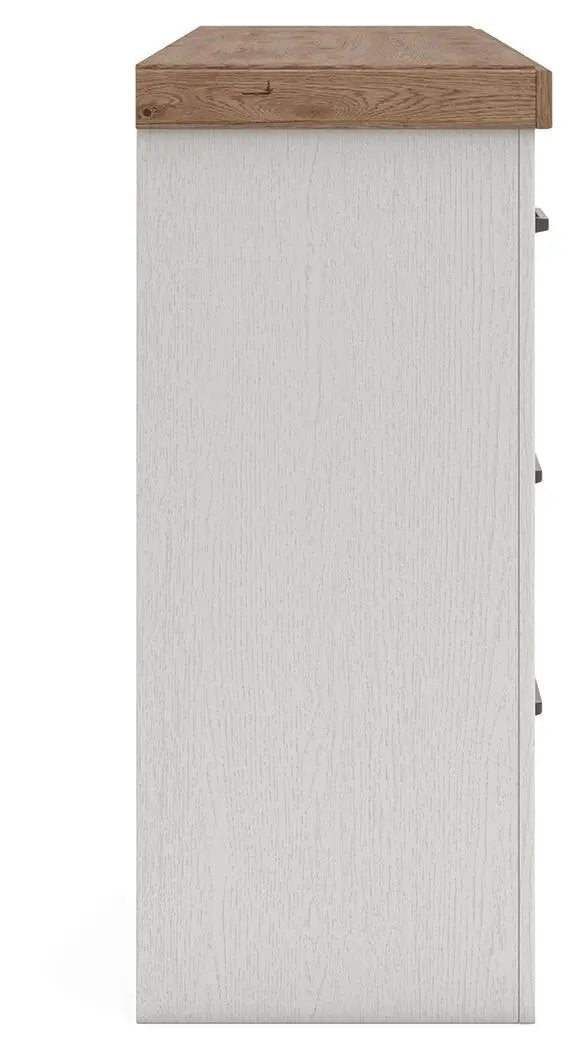Farmhouse Dresser | White Oak Finish | Dark Brass Handles