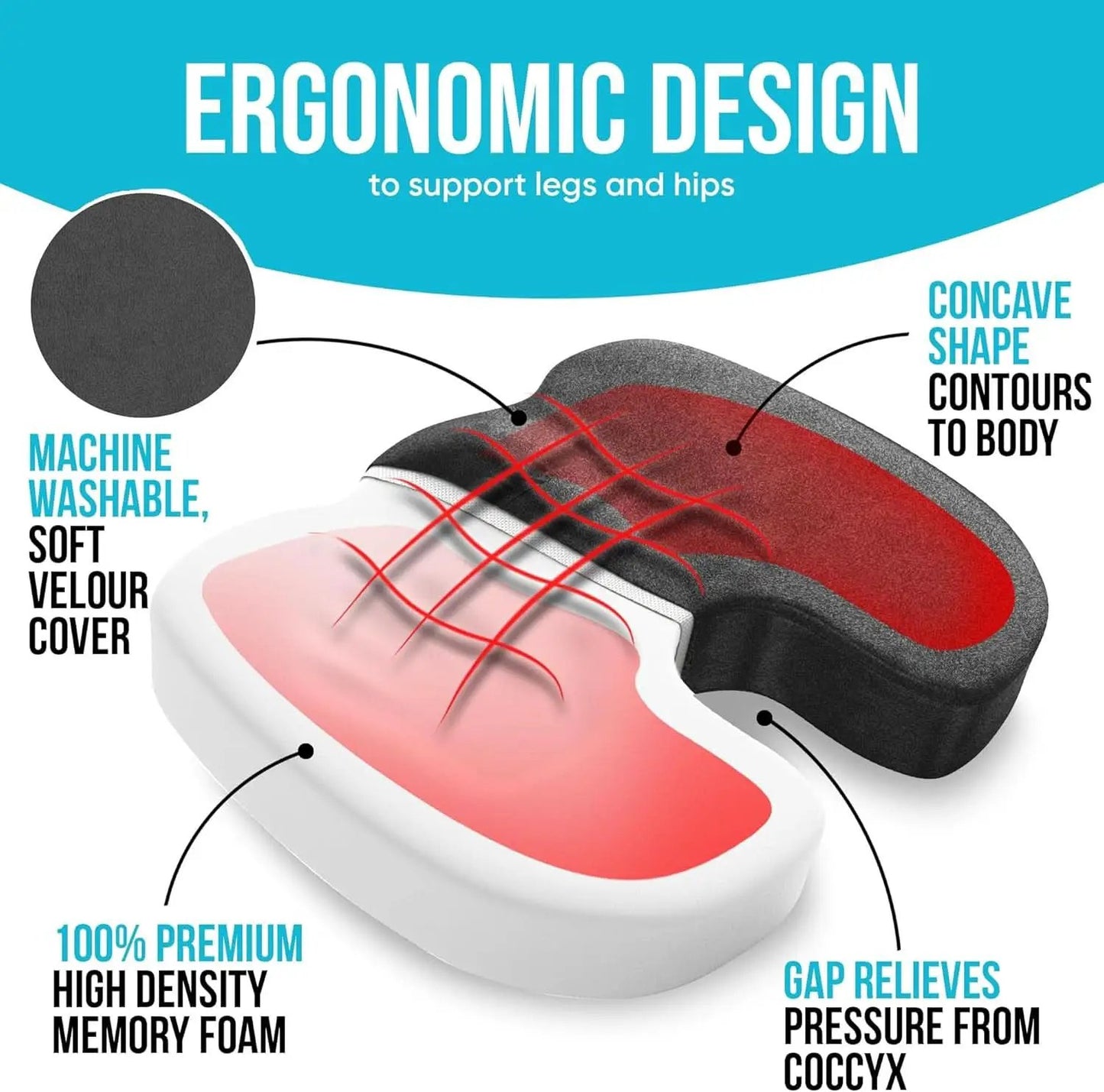 Memory Foam Lumbar Support Seat Cushion For Office Chair from PriceLows™