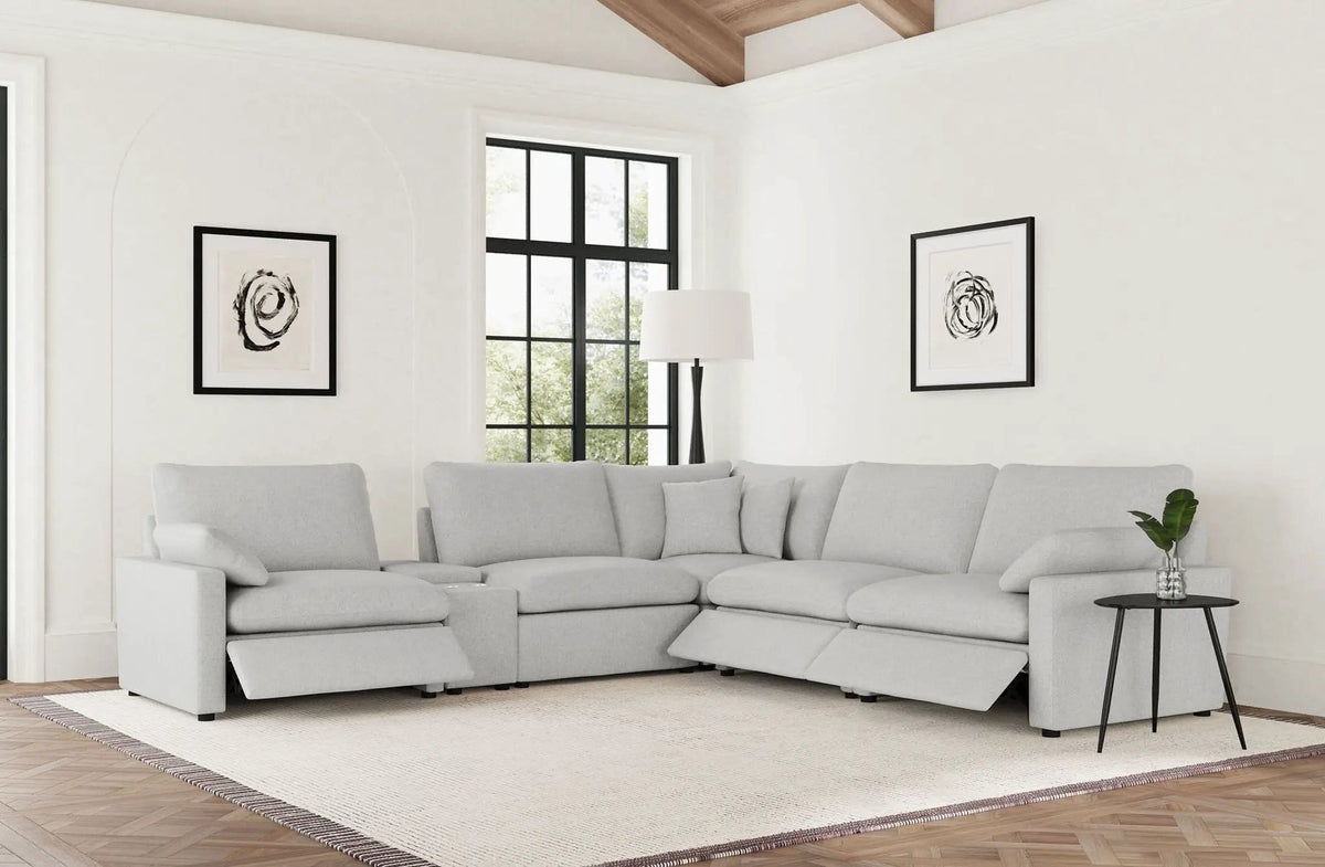 Collins 6-piece Modular Power Reclining Sectional | 6-Piece Set | Engineered Wood & Polyester | Grey