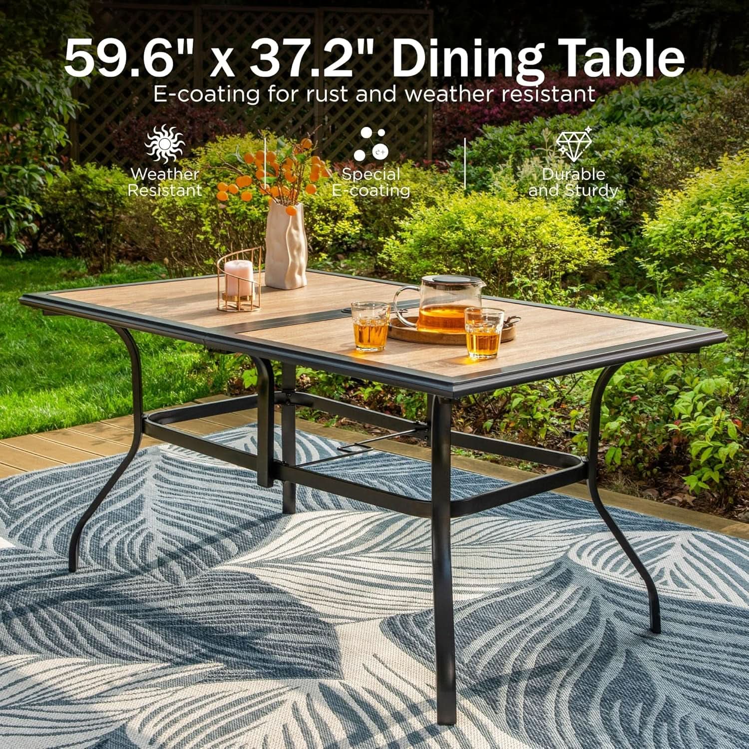 7 Piece Patio Dining Set With 6 Swivel Chairs Blue from PriceLows™