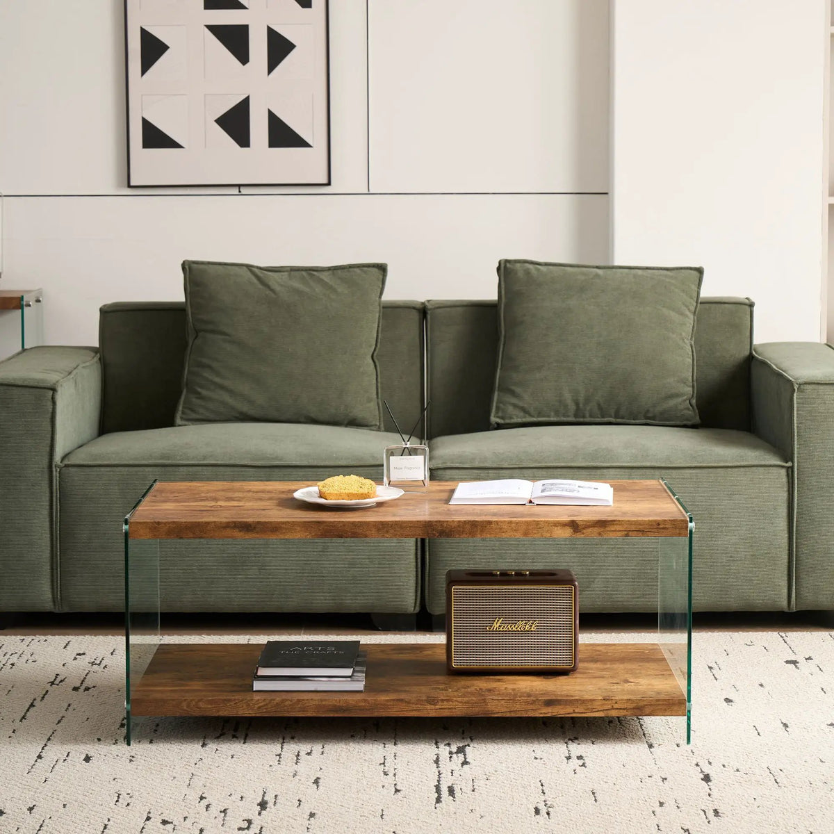 Glass Top Side Table | Tempered Glass | Waterproof Stain-Resistant | Rounded Edges