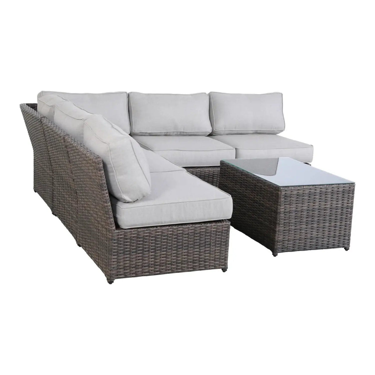 Outdoor Rattan Sectional Set | Half-Round HDPE Wicker | Rustproof Aluminum Frame | Fully Assembled