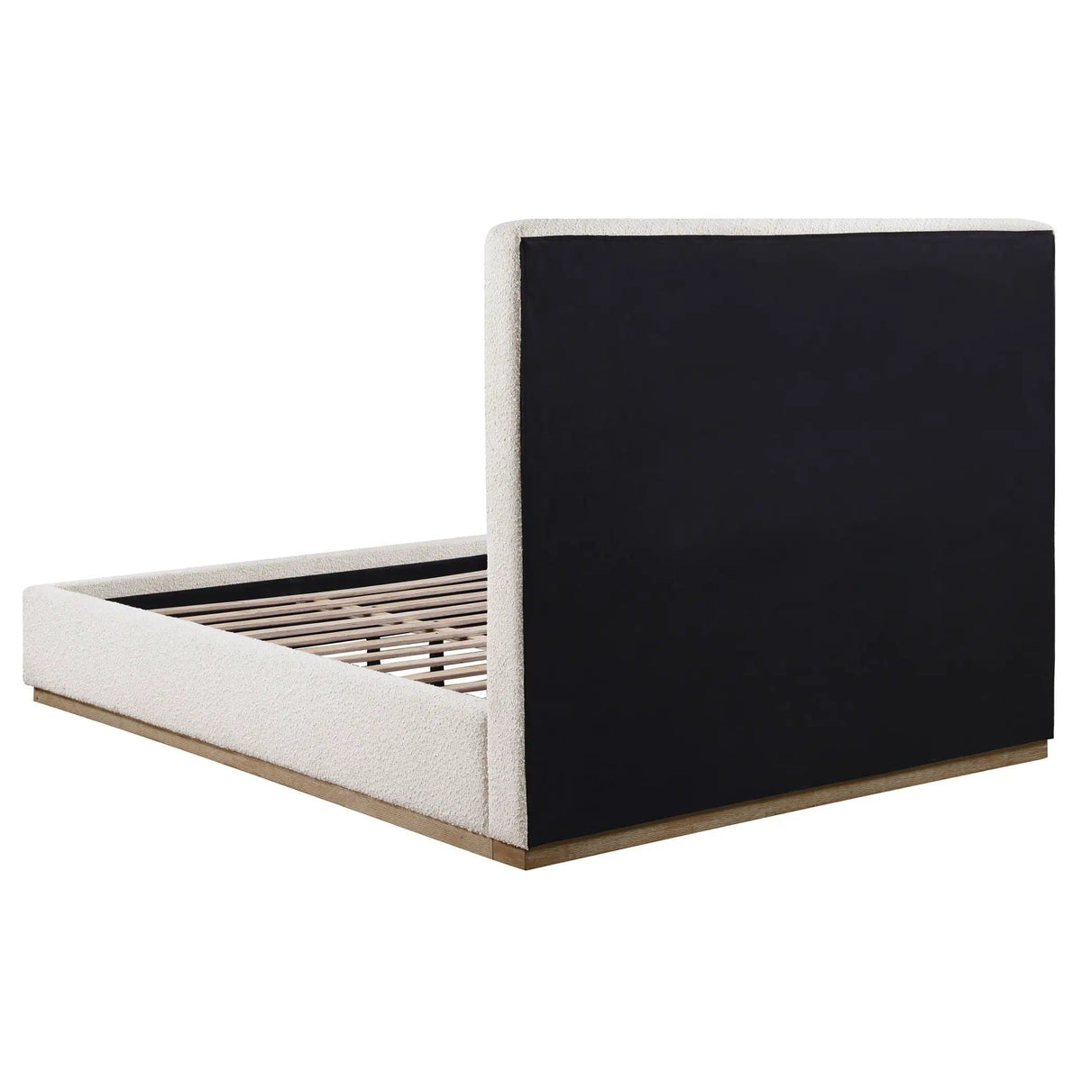 Knox Queen Bouclé Upholstered Platform Bed | 66.25 x 89 x 52.5 in | Rubberwood & Plywood | Cream
