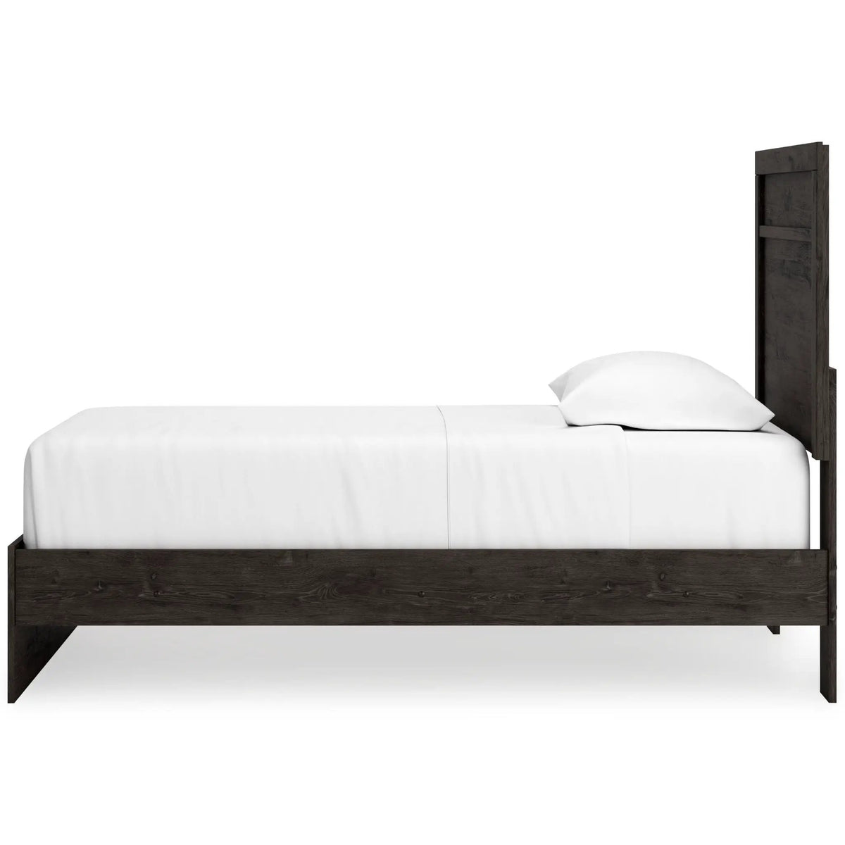Belachime Panel Bed | Twin Size | Warm Oak Grain Finish | Modern Clean-Lined Style