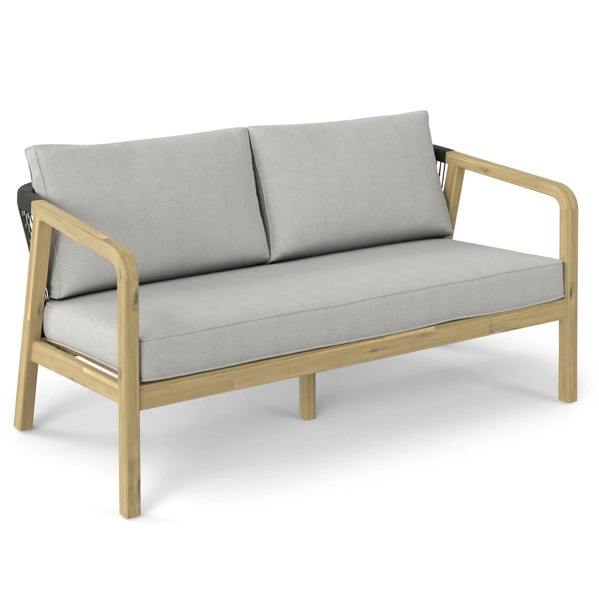 Palmetto Outdoor Sofa | 58.3 x 31.5 x 26 in | Acacia Wood & Fabric | Silver