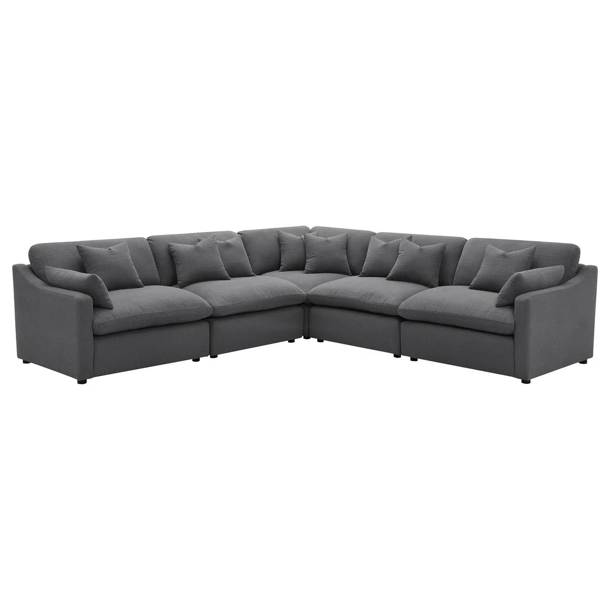 Hobson 5-piece Upholstered Modular Sectional Sofa | 5-Piece Set | Fabric | Charcoal