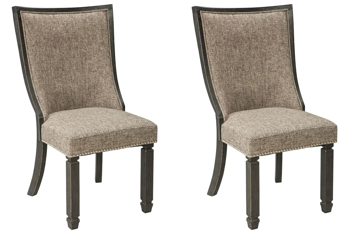 Tyler Creek Framed Back Dining Chairs | Set Of 2 | Black And Grayish Brown | Upholstered Seats
