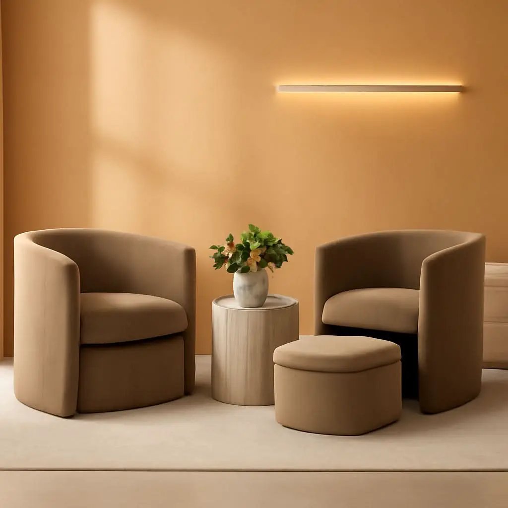 Luxurious Velvet Accent Chair With Storage Ottoman from PriceLows™