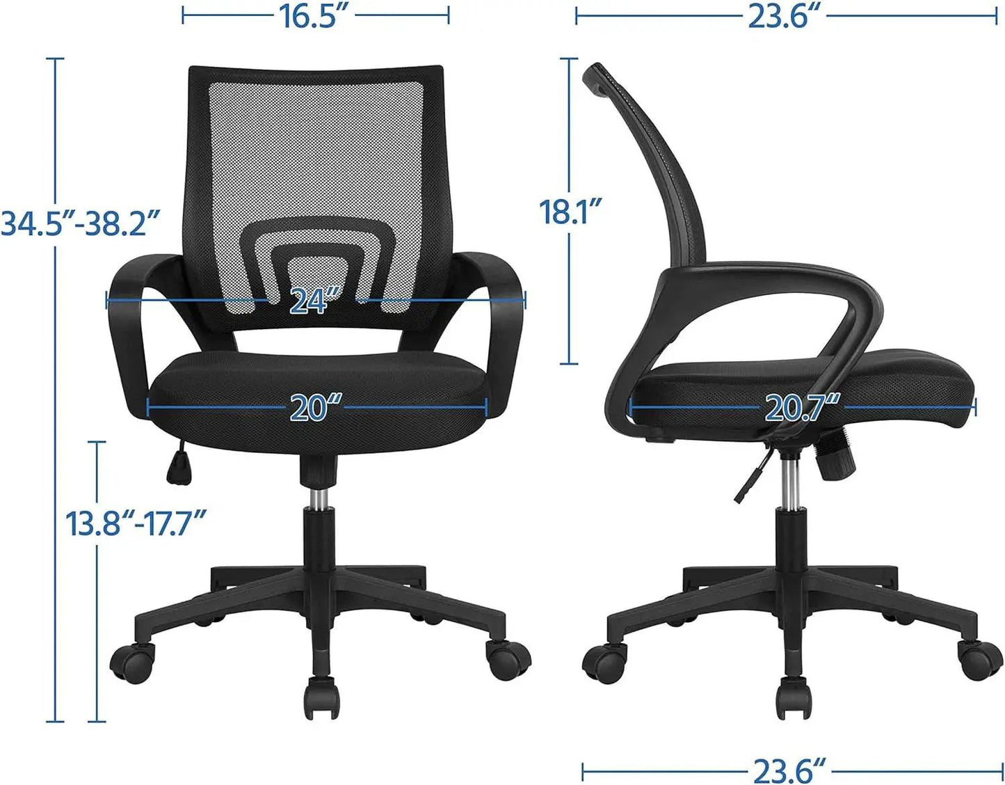 White 44 Inch Desk And Black Mesh Chair Set With Adjustable from PriceLows™