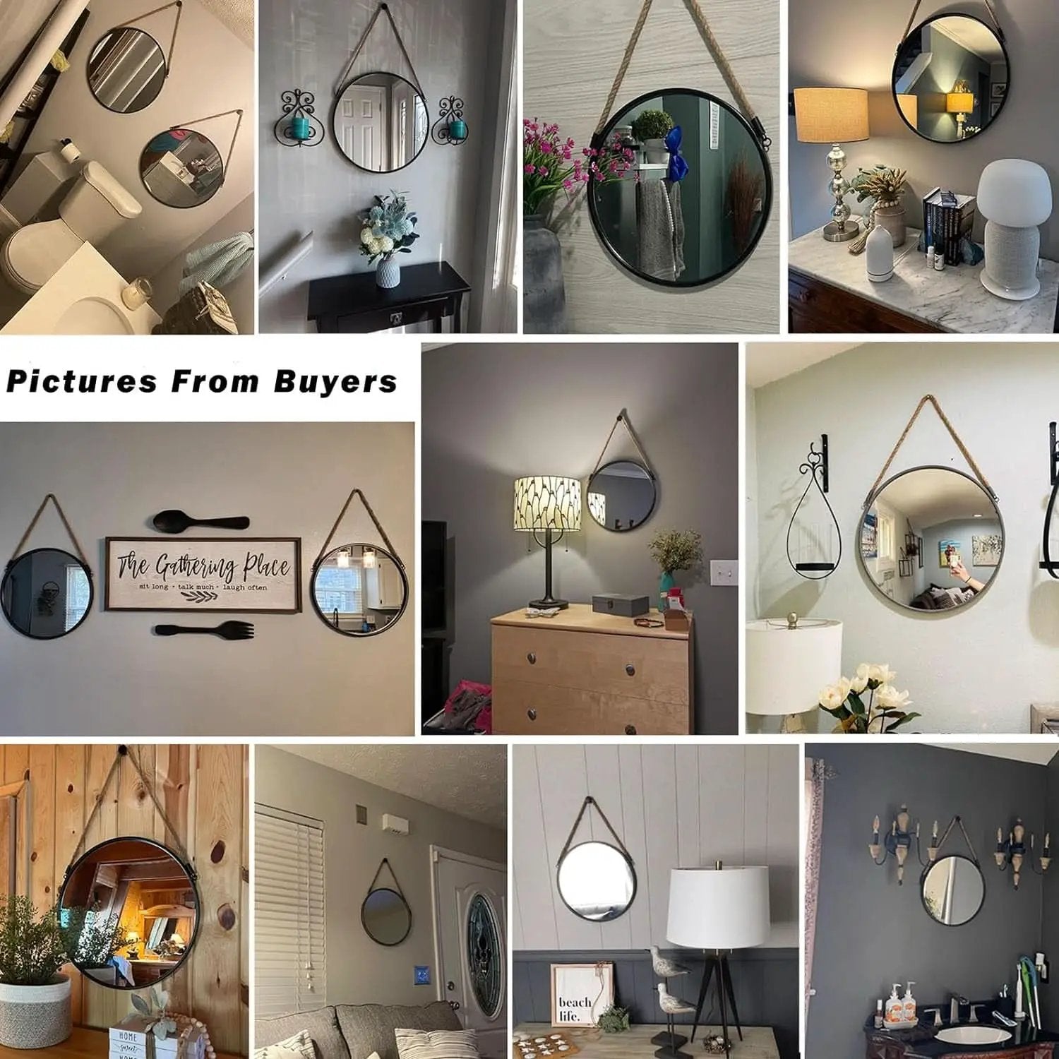 20 Inch Round Hanging Mirror Wall Mounted Classic from PriceLows™