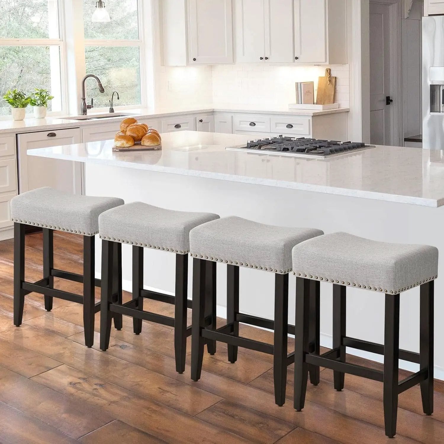 Ergonomic Upholstered Bar Stools Set for Kitchen Island from PriceLows™