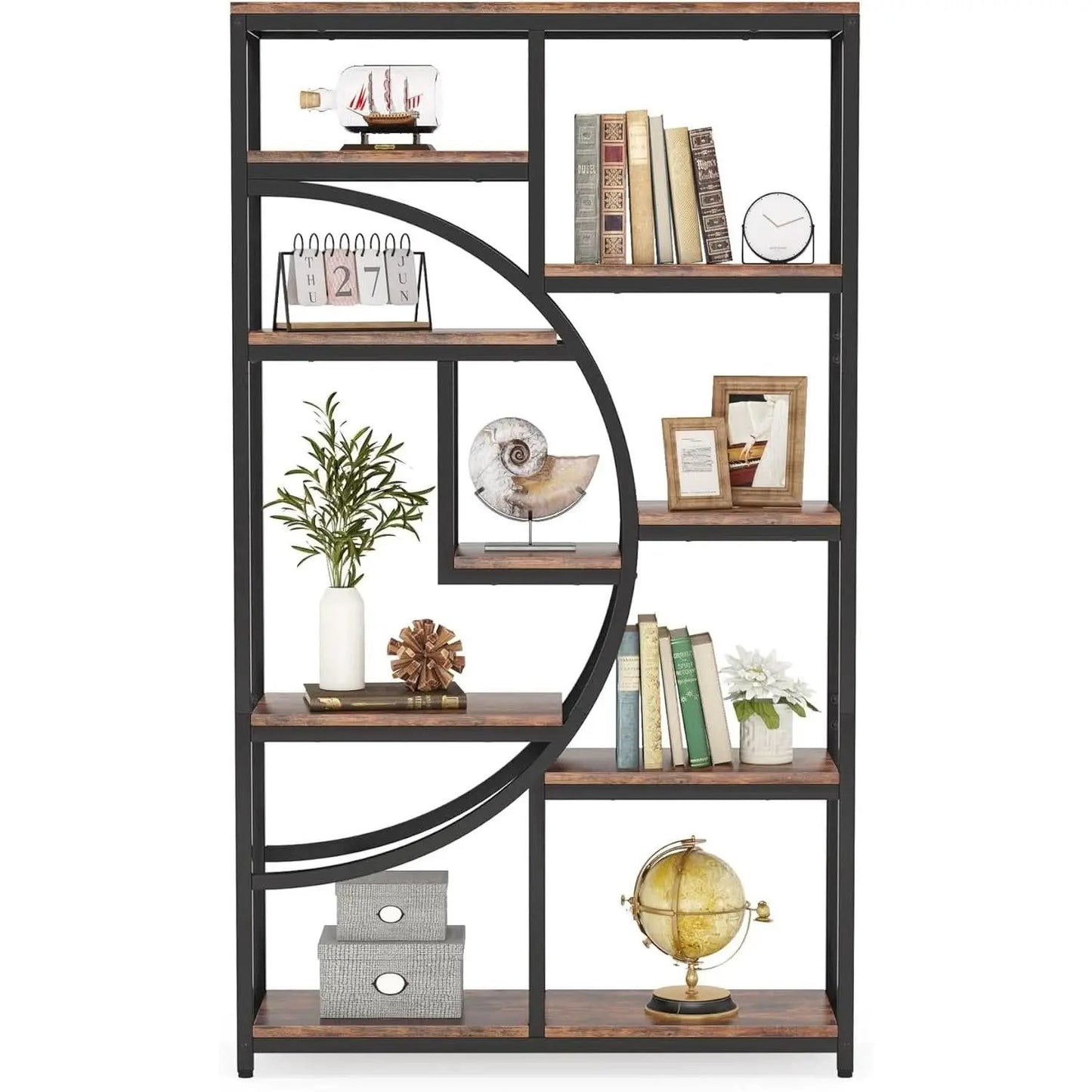 Industrial Black 5 Tier Etagere Bookcase For Living Room from PriceLows™
