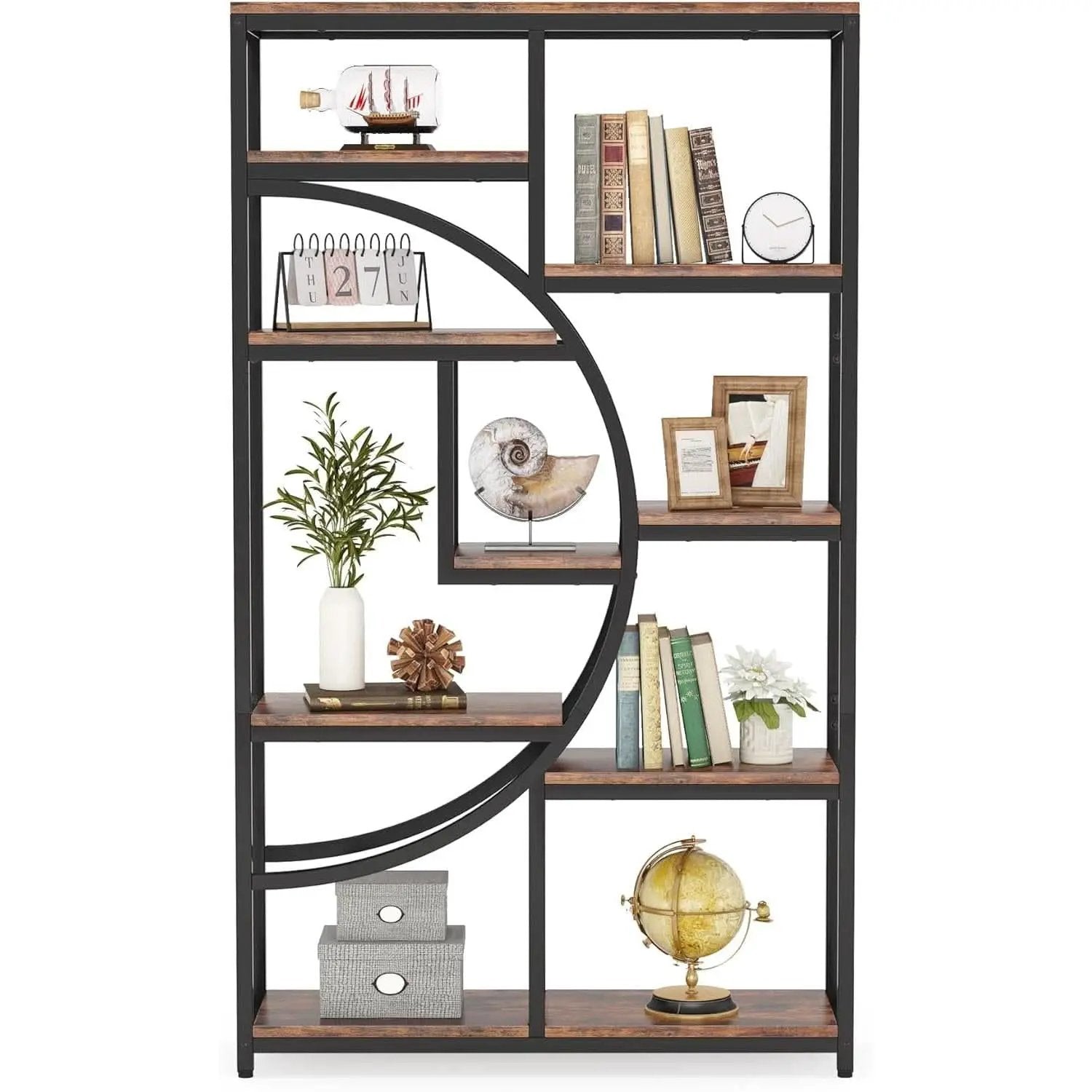 Industrial Black 5 Tier Etagere Bookcase For Living Room from PriceLows™