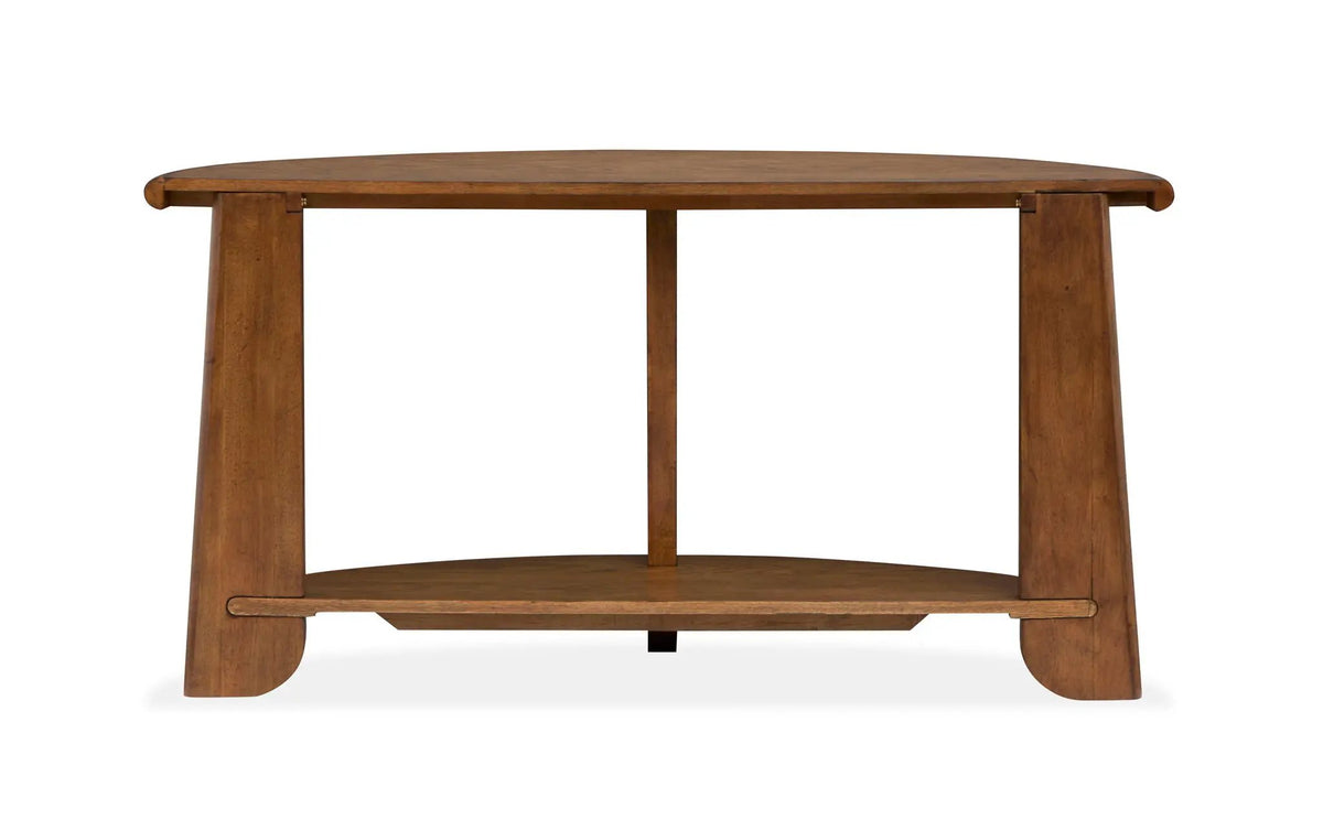 Tanner Demilune Sofa Table | Tawny Brown Finish | Okume Veneer And Hardwood | 54 Inch Width
