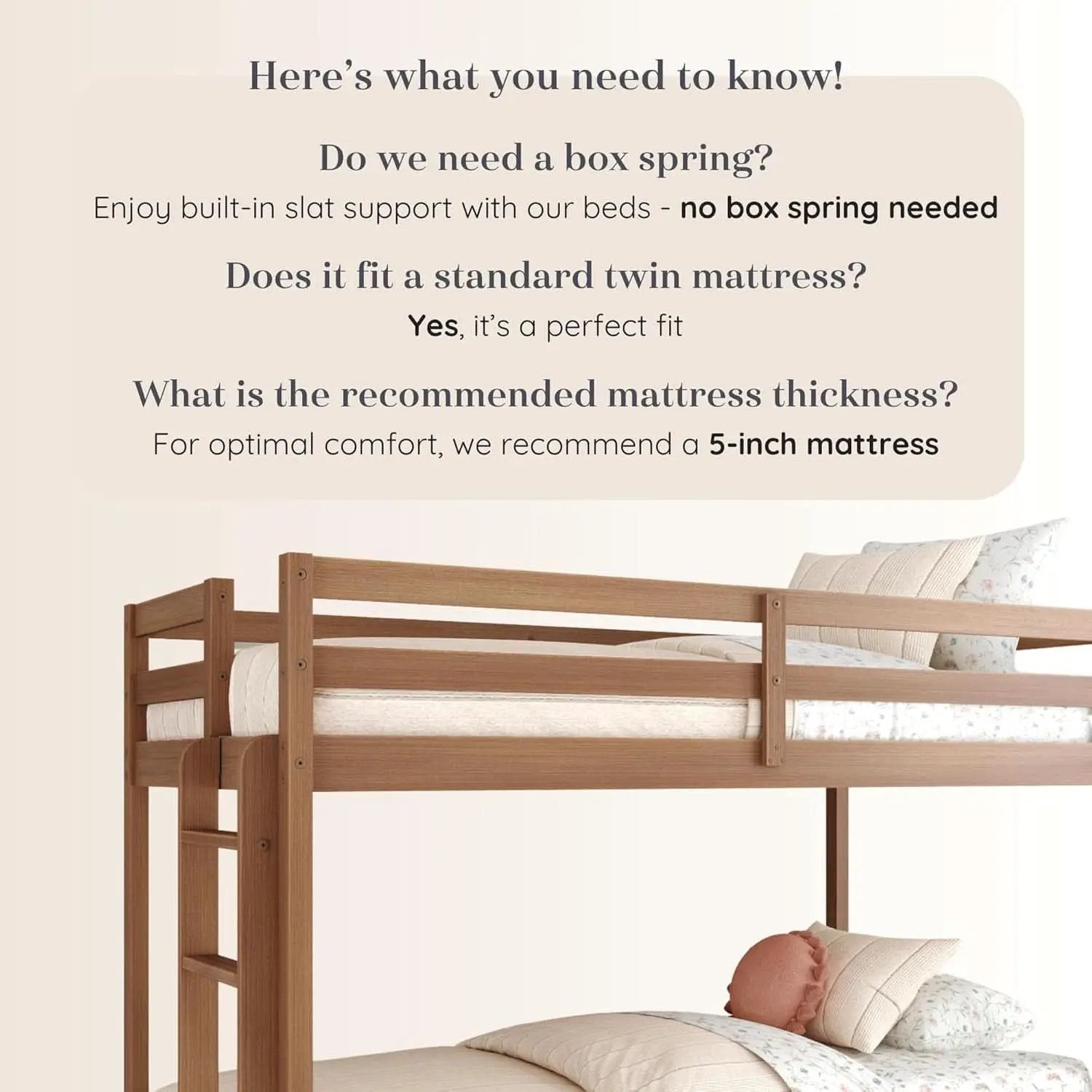 Engineered Wood Twin Over Twin Bunk Bed With Ladder Oak Finish from PriceLows™