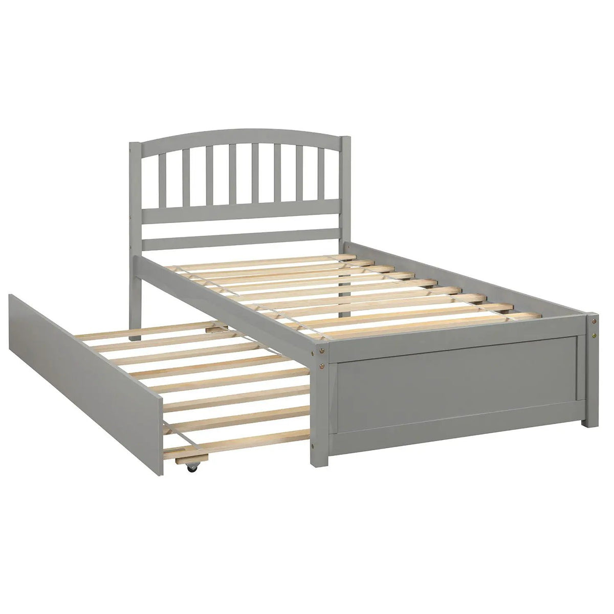 Wood Platform Bed Frame | Trundle Included | Minimalist Stylish Design | 37.5 Inch Height