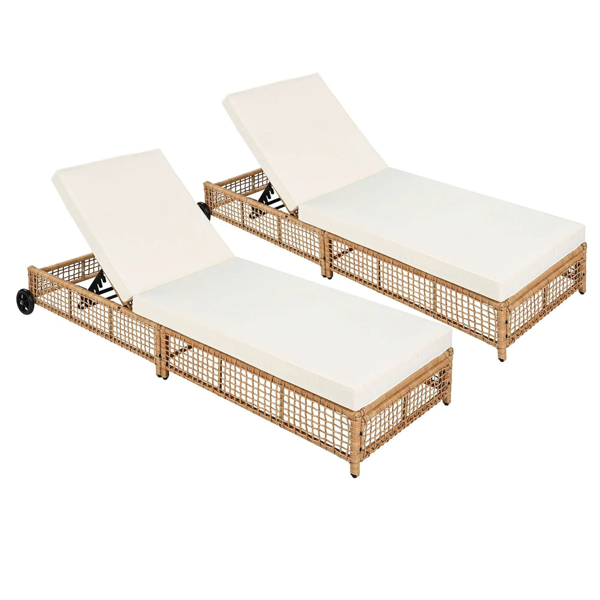 Outdoor Lounge Chair | 5 Position Reclining | Portable Wheels