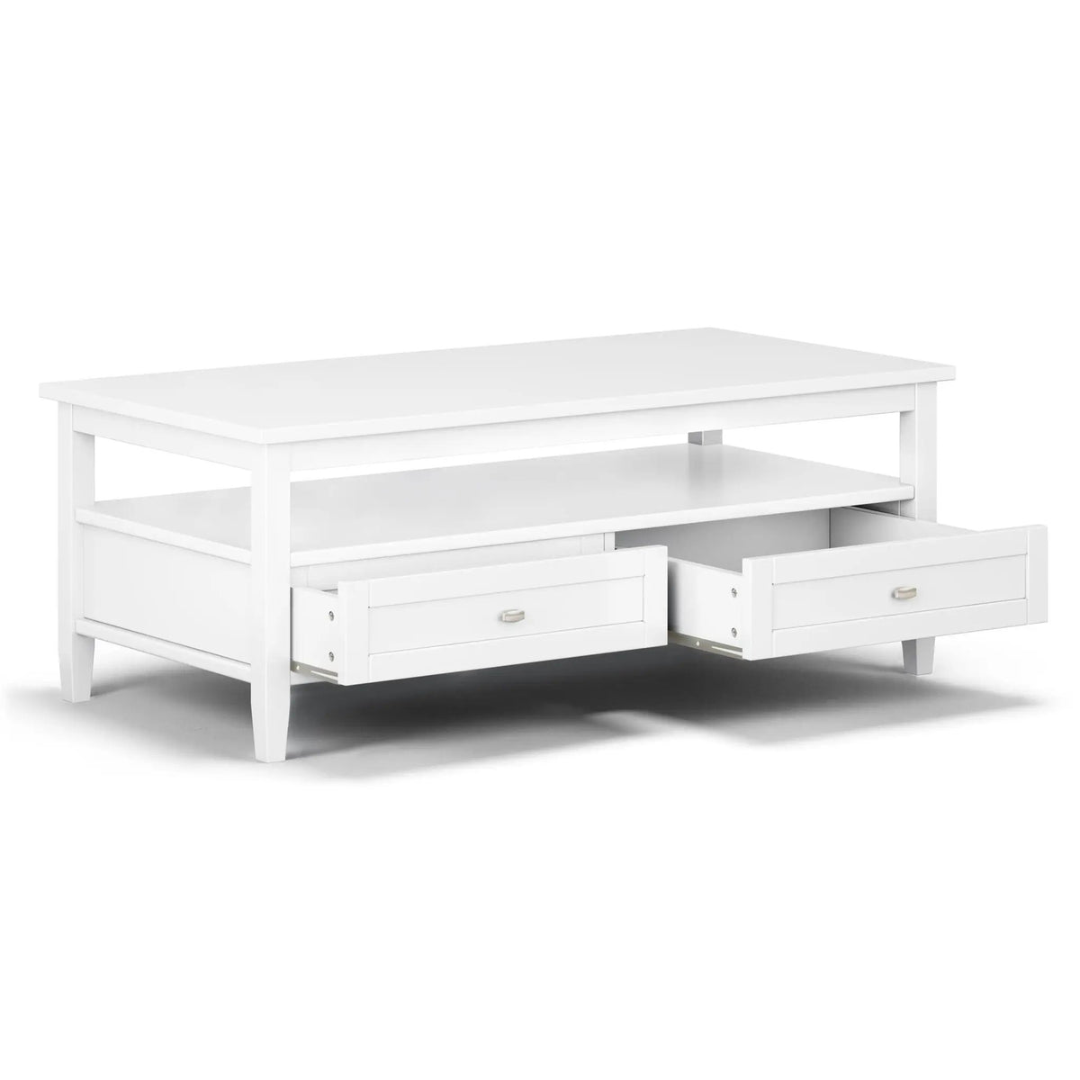 Warm Shaker Solid Wood Table | Bottom Drawer | Open Shelf Storage