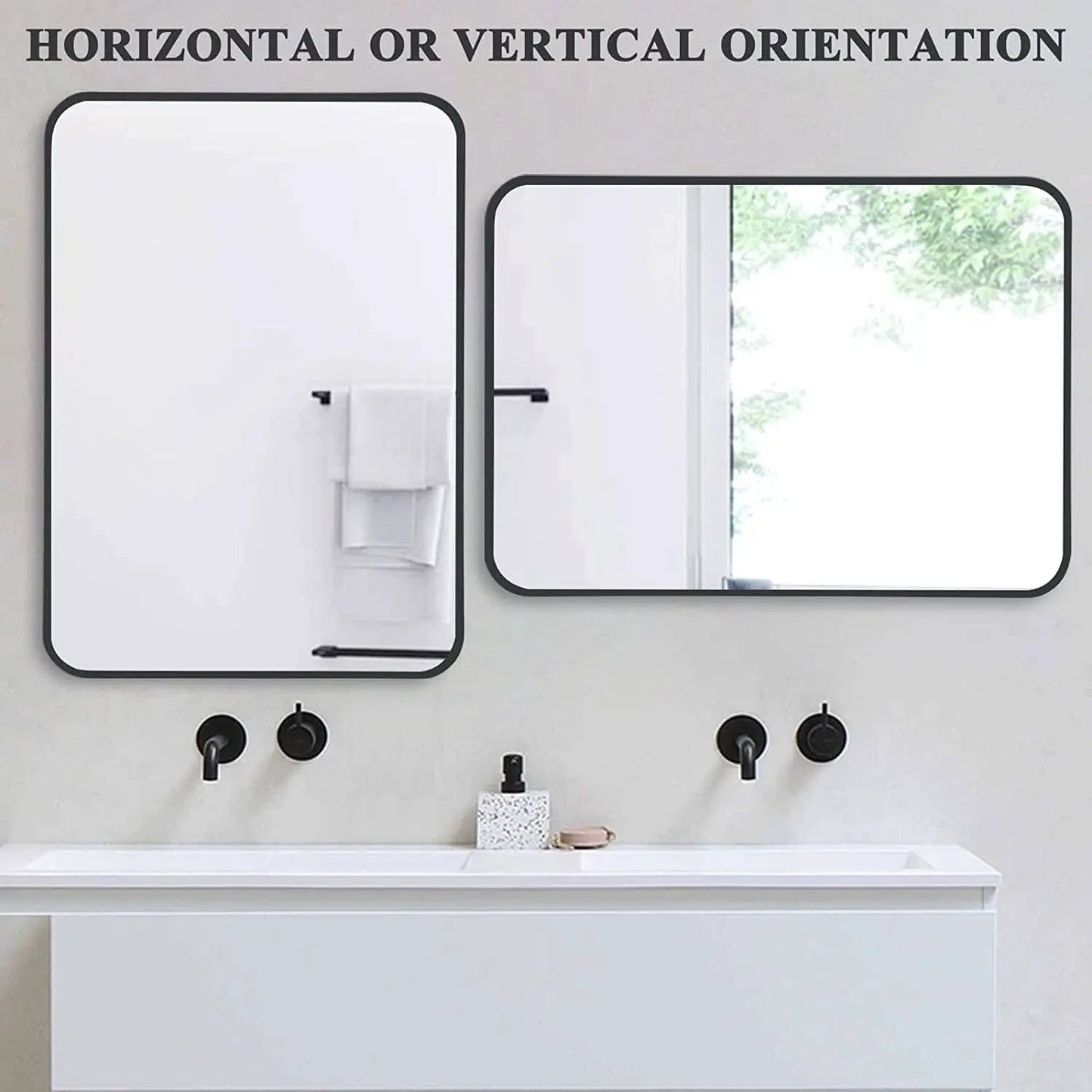 Black Metal Framed Bathroom Wall Mirror With Thin Frame from PriceLows™