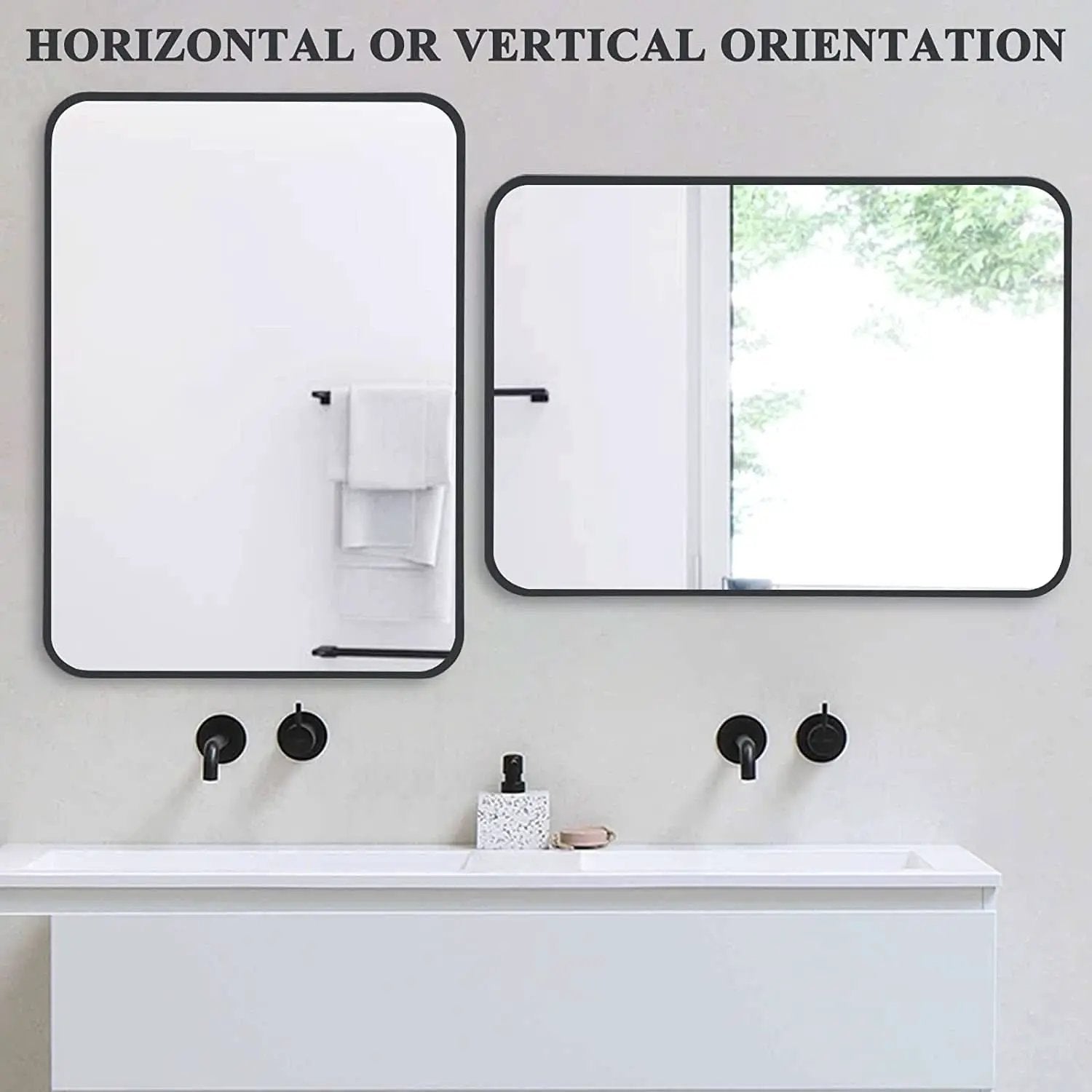 Black Metal Framed Bathroom Wall Mirror With Thin Frame from PriceLows™