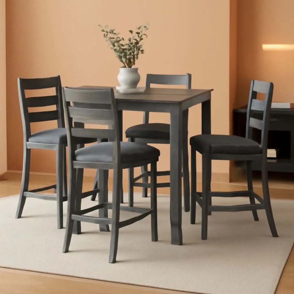 5 Piece Engineered Wood Counter Height Dining Set Gray from PriceLows™